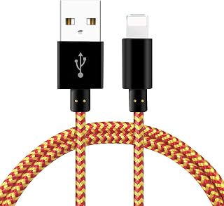 Fugetek iPhone Charger Cable, 2M MFI Certified Charging Cable USB Syncing Data，Nylon Braided Cord Charger Compatible iPhone 14 13 12 11 Pro Max XR XS X 8 7 6 Plus SE and More(RED-Yellow)