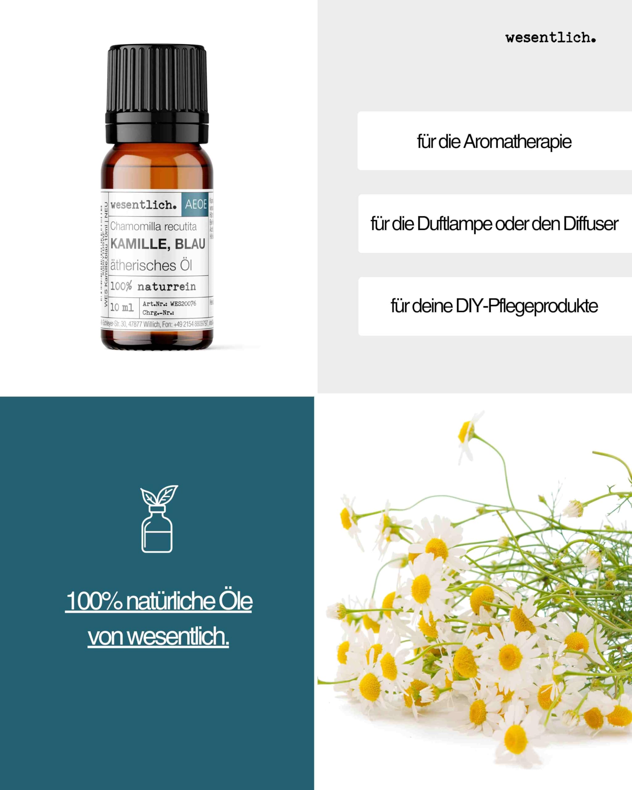 wesentlich. Kamille Öl blau | sanft, krautig, warm | 100% naturreines, ätherisches Öl | Glasflasche (10ml)