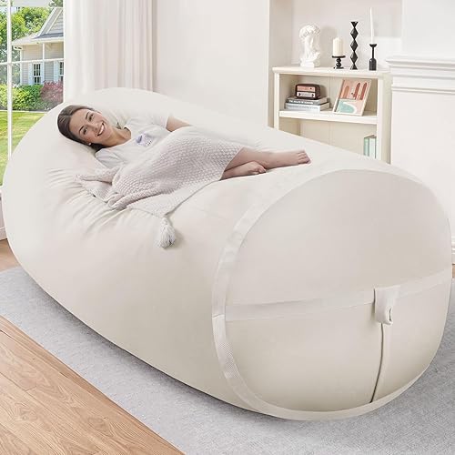 Miniatura 299 de HABUTWAY Puf gigante de 2 pies para adultos, con relleno de espuma viscoelástica, puf grande con funda de terciopelo holandés extraíble para sala de