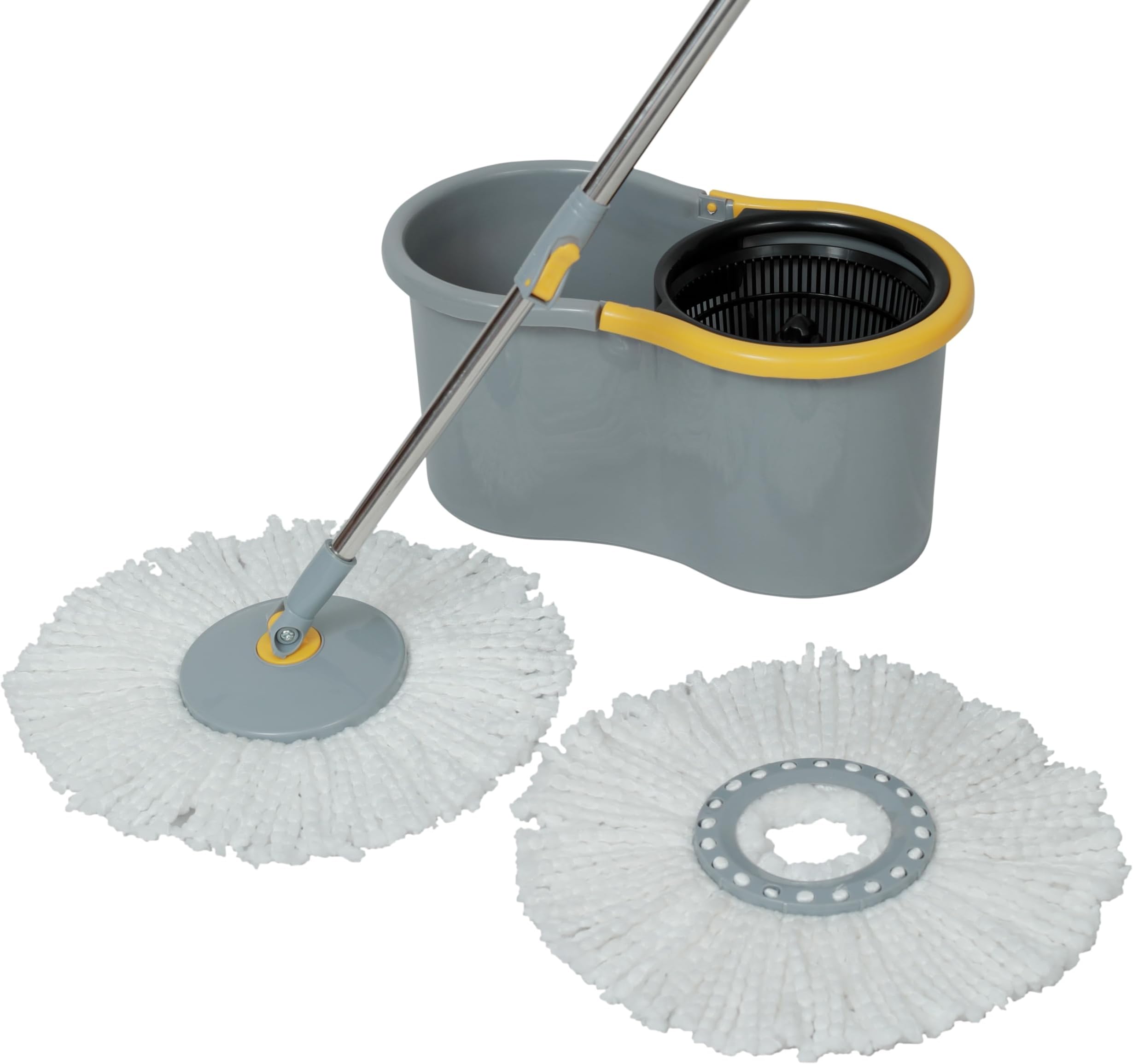 Esquire Elegant Grey 360° Spin Mop Set with Easy Wheels and Additional Refill