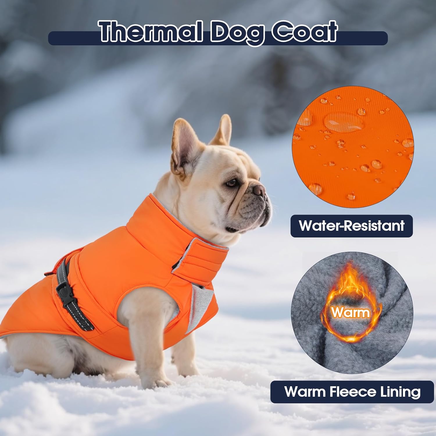 IECOii Jacket for Dogs - Reflective Cold Weather Coats Adjustable Snow Vest Jackets Windproof Waterproof Winter Coat with Buckles, Warm Fleece Vest for Hunting, Walking, Camping, Pink, Size 5XL