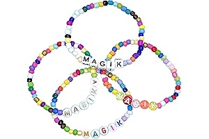 Magik 2 Pack Handmade Custom Name Seed Bead Anklet for Kids