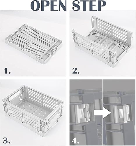 Miniatura 4 de Paquete de 5 cestas de plástico para organizar, cajas plegables plegables para almacenamiento y organización, cestas estéticas apilables ideales
