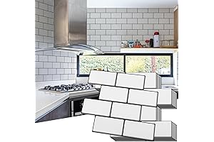 Art3d Thickened Ceramic Subway Peel and Stick Backsplash Tiles White Kitchen Bathroom
