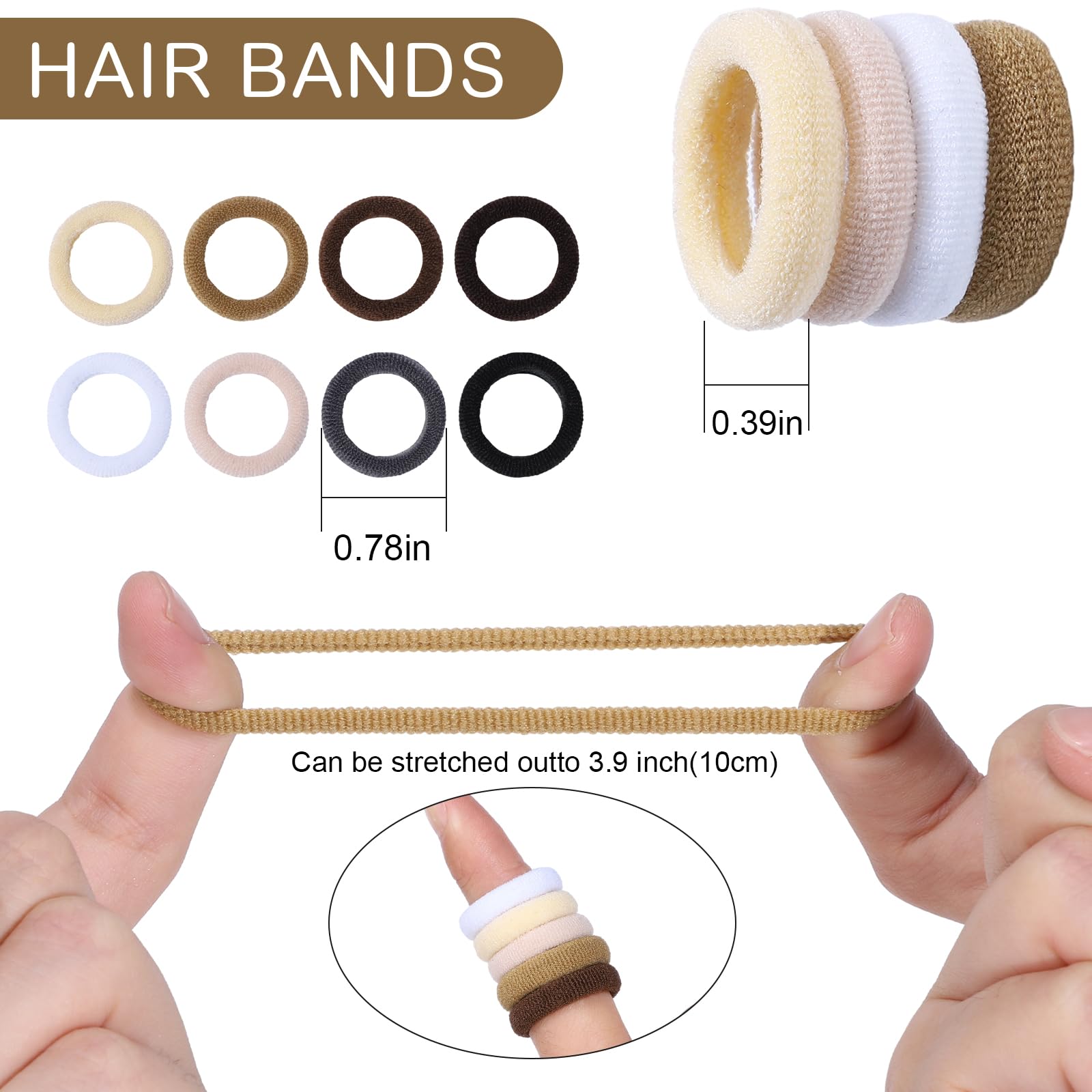 150 Stück kleine Haargummis für Mädchen, nahtlos, elastisch, Pferdeschwanzhalter | 2,3 cm weiche Gummibänder, neutrale Farben, sanft zu dünnem Haar, für Zöpfe und Pferdeschwanz, Strumpffüller für Kinder