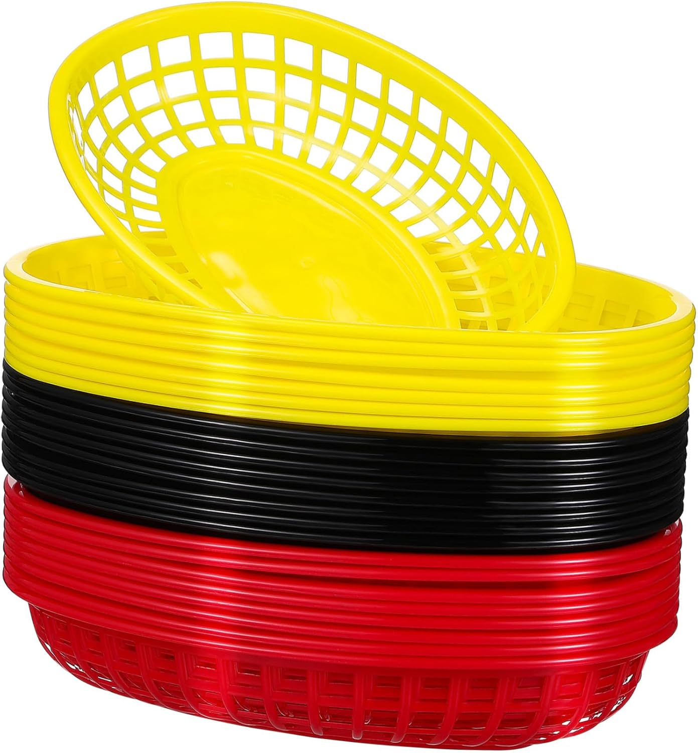 24Pcs Stackable Fast Food Baskets Multi-color Bread Serving Trays for Party Bbq Outdoor Meals Fries Sandwiches Restaurant Use