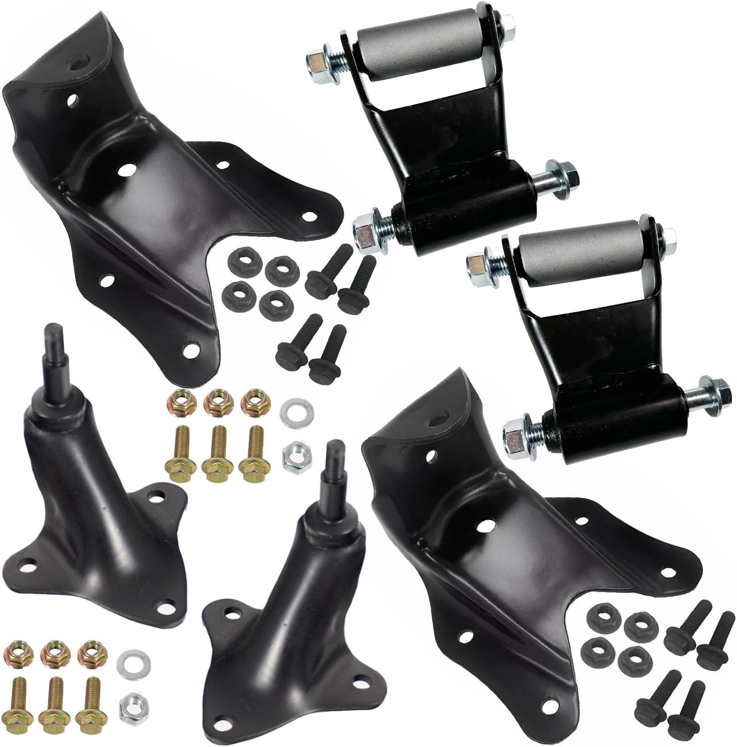 722-101 924-407 Rear Leaf Spring Hangers Shackles Bracket Repair Kit and Rear Upper Shock Mount Bracket for 1980-1996 Ford Bronco F150 for 1980-1997 Ford F250 F350 4WD