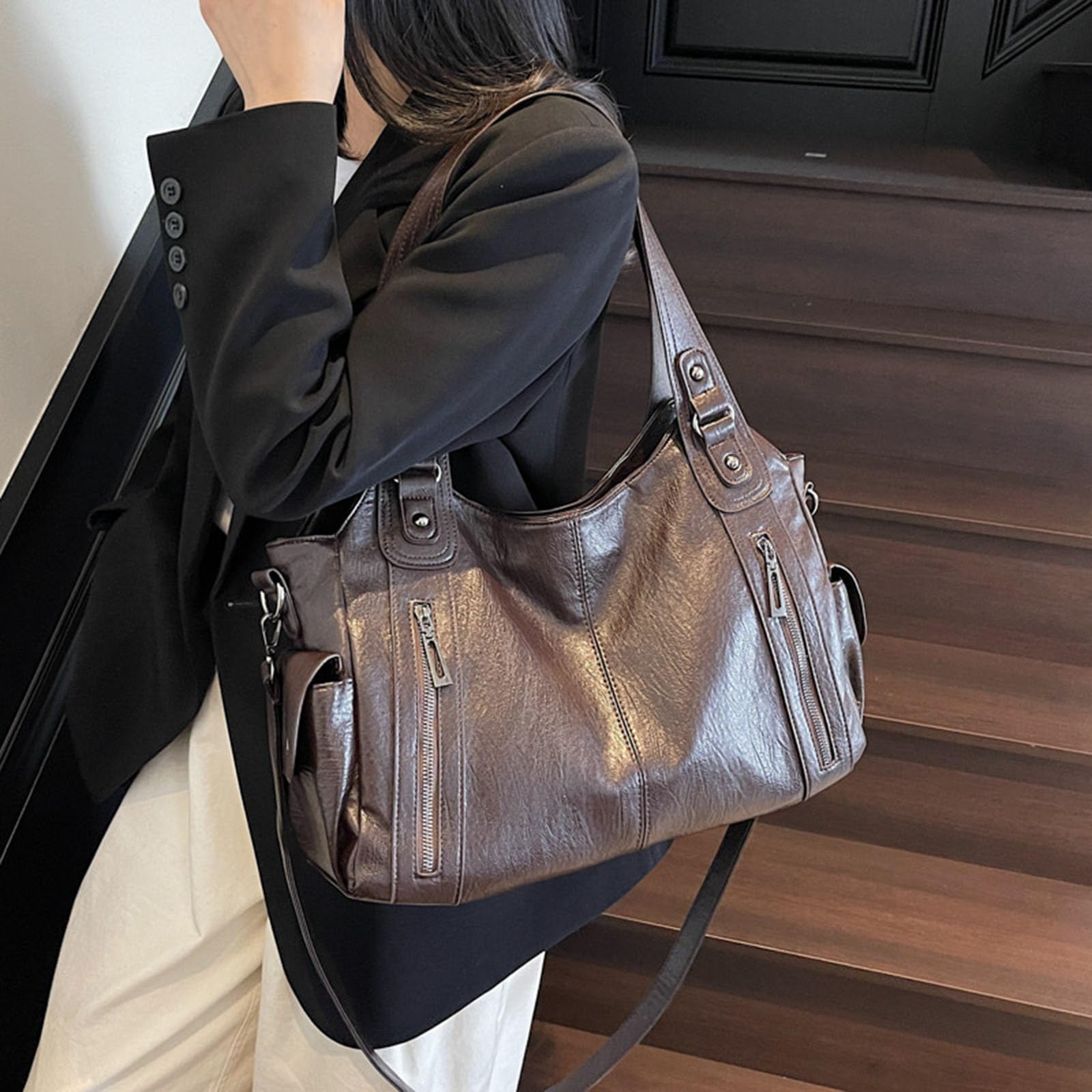 Borsa A Spalla Donna - Borsa a Tracolla Donna in Pelle PU con Tasca Multiuso per Viaggi e attività Quotidiane