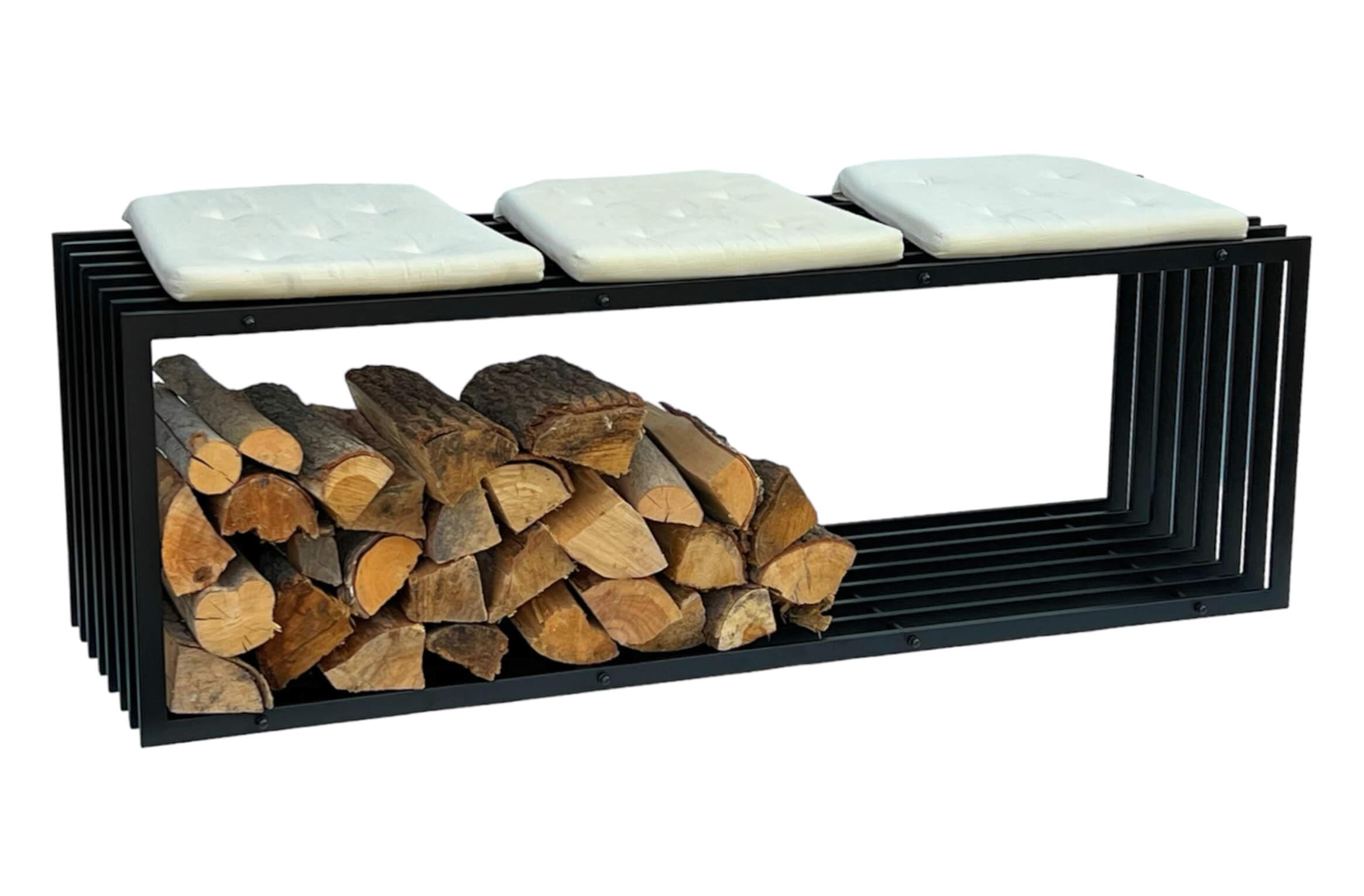 DanDiBo Kaminholzständer Bank 100cm - Metall Holzregal In Schwarz