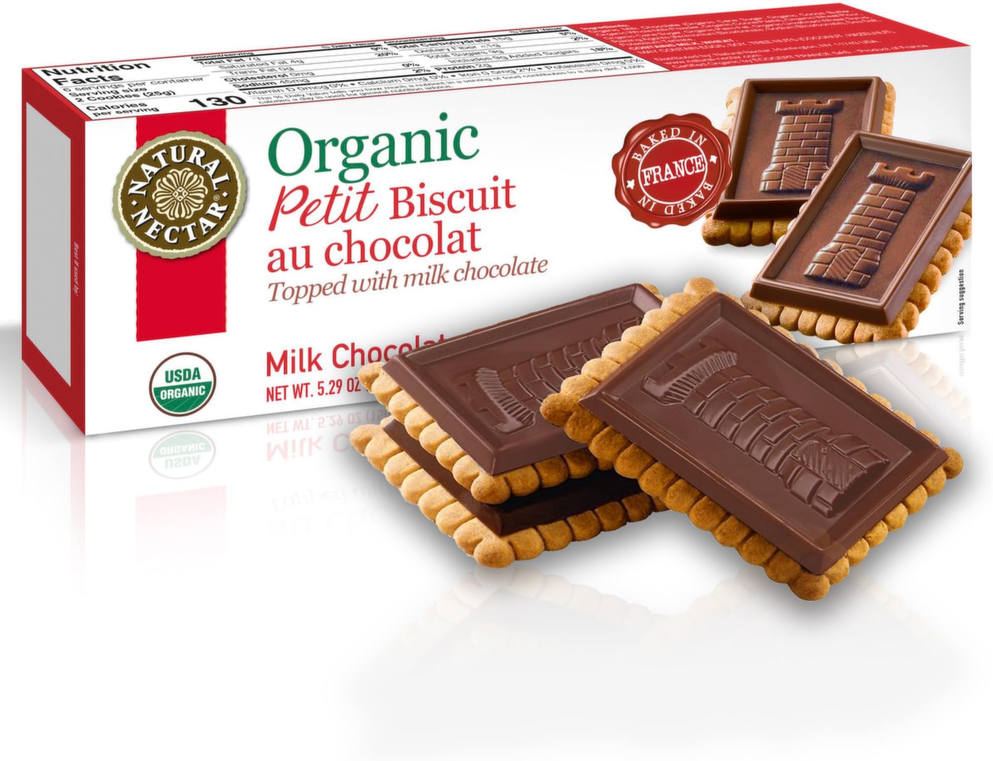 Natural Nectar Organic Milk Chocolate Petit Biscuit - Perfect with Coffee or as a Snack | USDA Organic Cookie Certified – 5.29 OZ