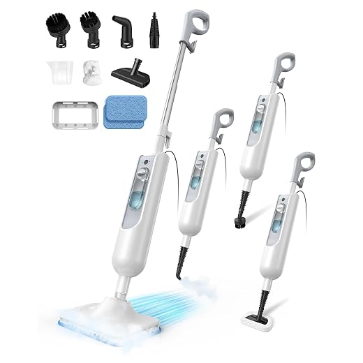 Steam Mop,12-in-1 Handheld Steam Cleaner,Powerful Detachable Steam Mop for Floor Cleaning,360ML Tank,15FT Power Cable,Scrubbing Steam Cleaner,White