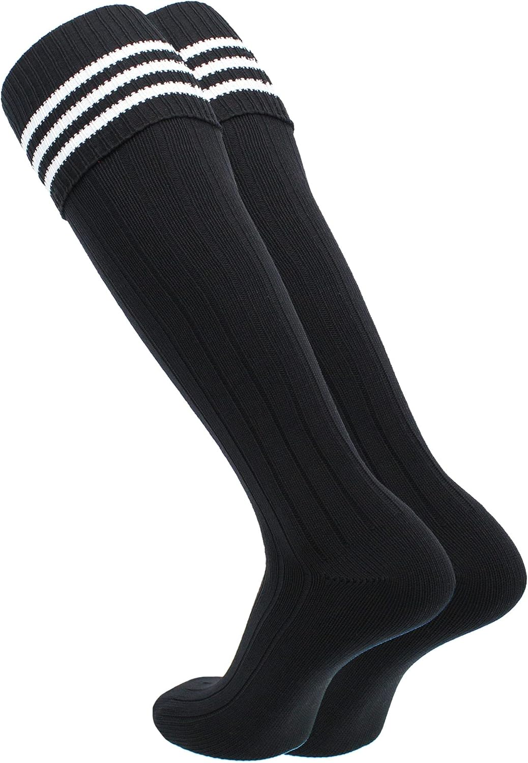 Euro Style 3 Stripe Soccer Socks With Fold Down Top - Image 2