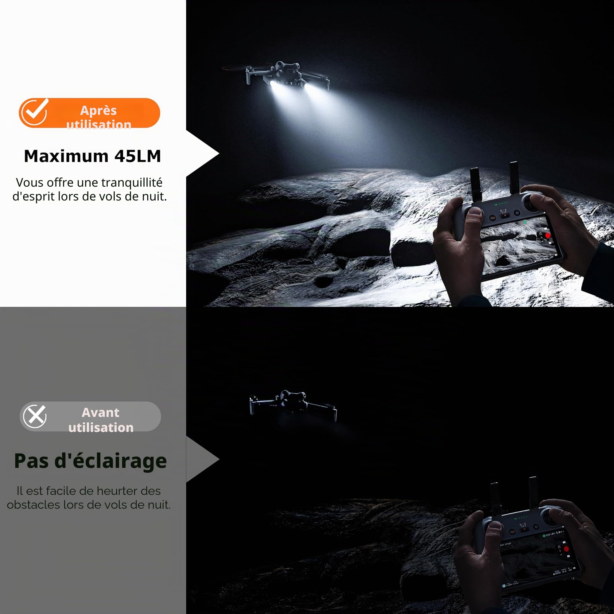 STARTRC Lampe LED d'assistance pour vol de nuit DJI Mini 5 Pro, accessoires pour vols de nuit, clignotants d'urgence/lumière de vol pour DJI Mini 5 Pro