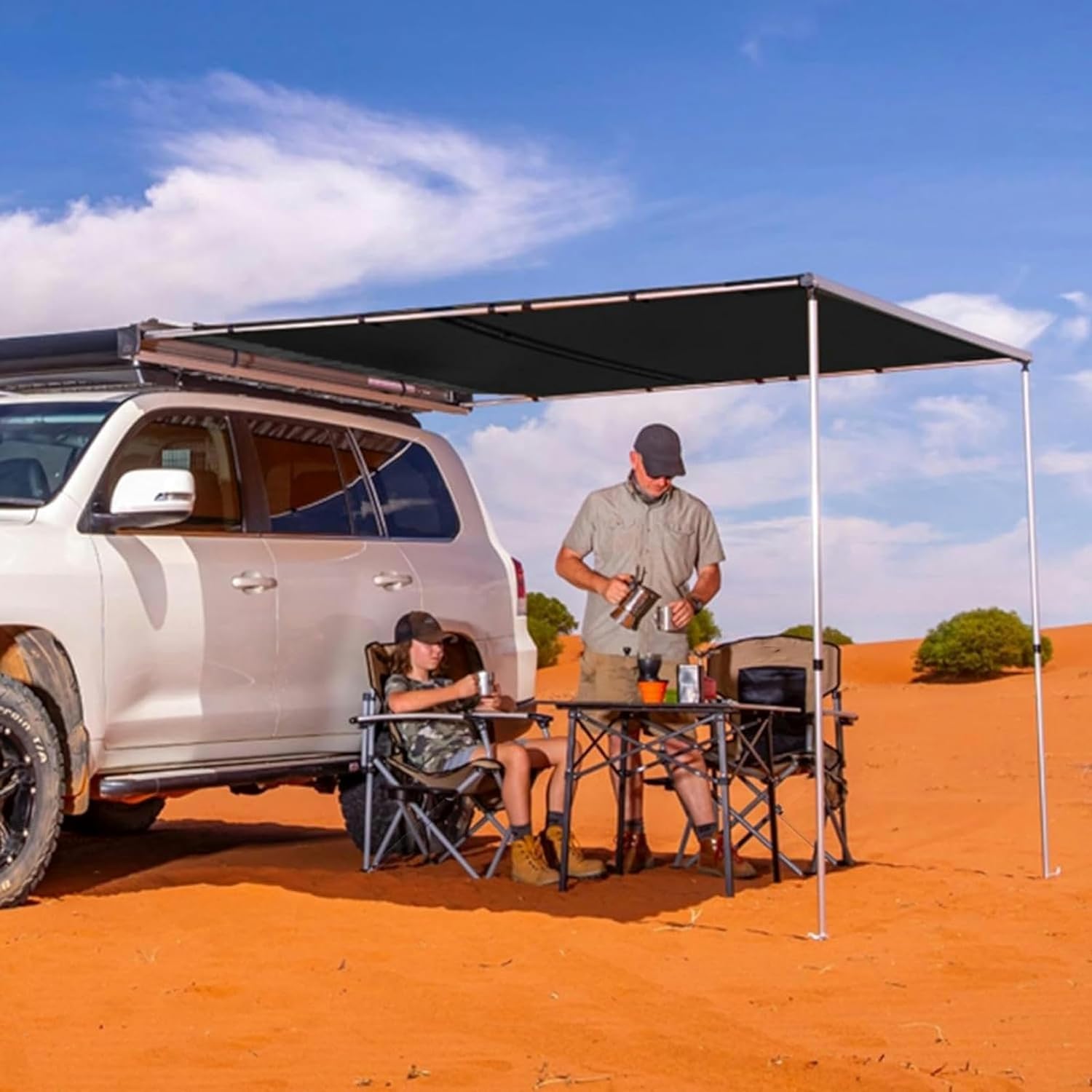 Retractable Car Awning Pull-Out Vehicle Shades UV50+,Roof Rack Car Side Awning 420D Beige Coated Oxford Cloth Tent,PU2000mm Retractable Car Side Awning,Suitable for Truck, SUV, Van, Campers (Size : 1