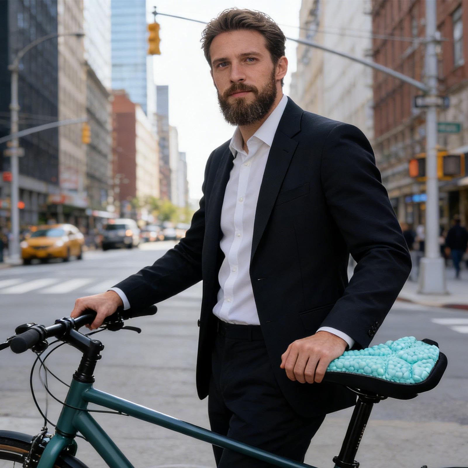 Cuscino per sellino per bicicletta, ammortizzante, imbottito, per donne e uomini, per ciclismo, esercizi su strada, attività all'aperto, pendolarismo e comfort