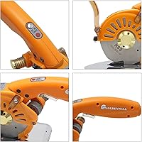 Vista 6 de CGOLDENWALL Cortador de tela rotativo eléctrico Tijeras Cortadora de tela Cortadora de tela Ideal para tela multicapa Papel de tela de cuero Hoja