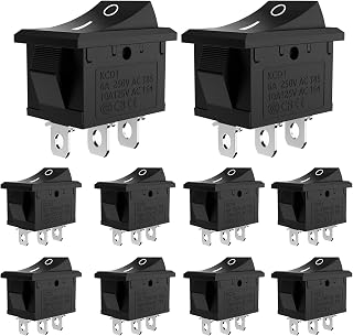 10PCS Mini Rocker Switch - 3 Pin 2 Position Snap - 6A 250V AC T85-10A 125V AC 1E4 - ON/Off/ON - Boat Car Auto Toggle Switch KCD1