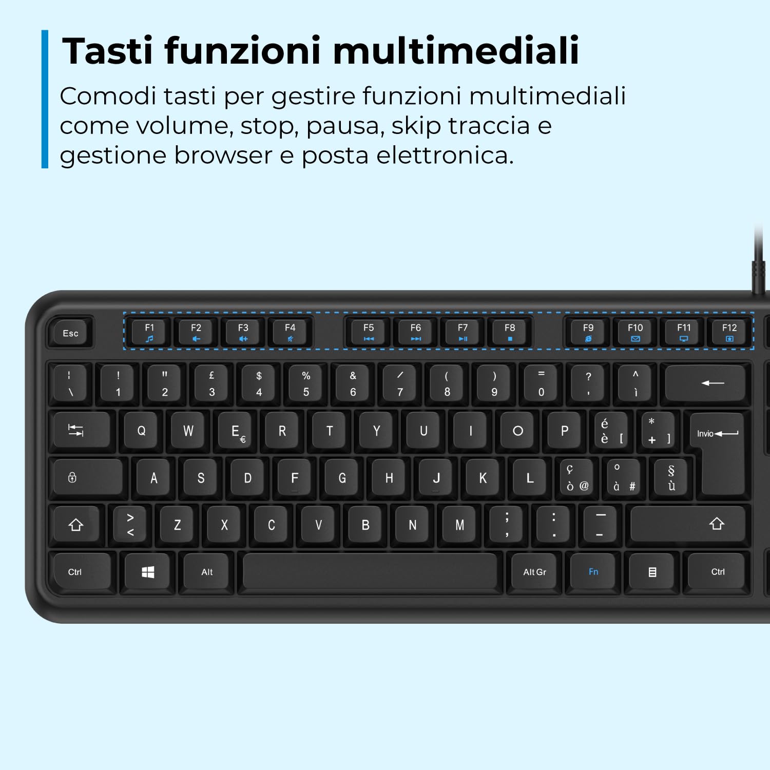 VulTech KM-811 Kit Tastiera e Mouse USB silenziosi layout italiano QWERTY, Nero