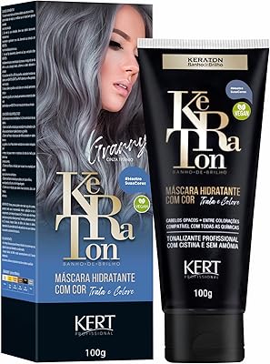 Máscara hidratante com cor que trata e colore, Com Queratina, Sem Amônia, Banho de brilho, 100g, Keraton, Granny, Cinza Titânio  