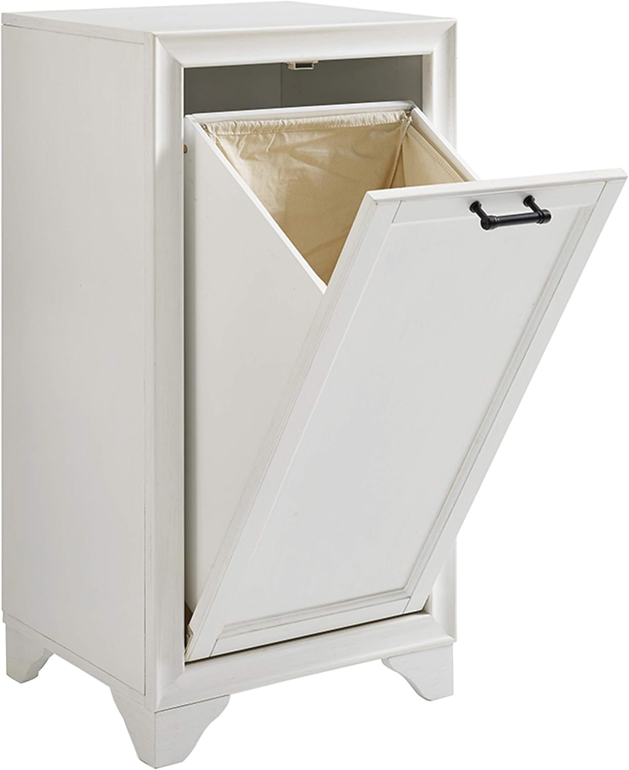 Crosley Furniture Tara Laundry Hamper with Linen Sorting Bag, Bathroom Storage and Organization, Vintage White