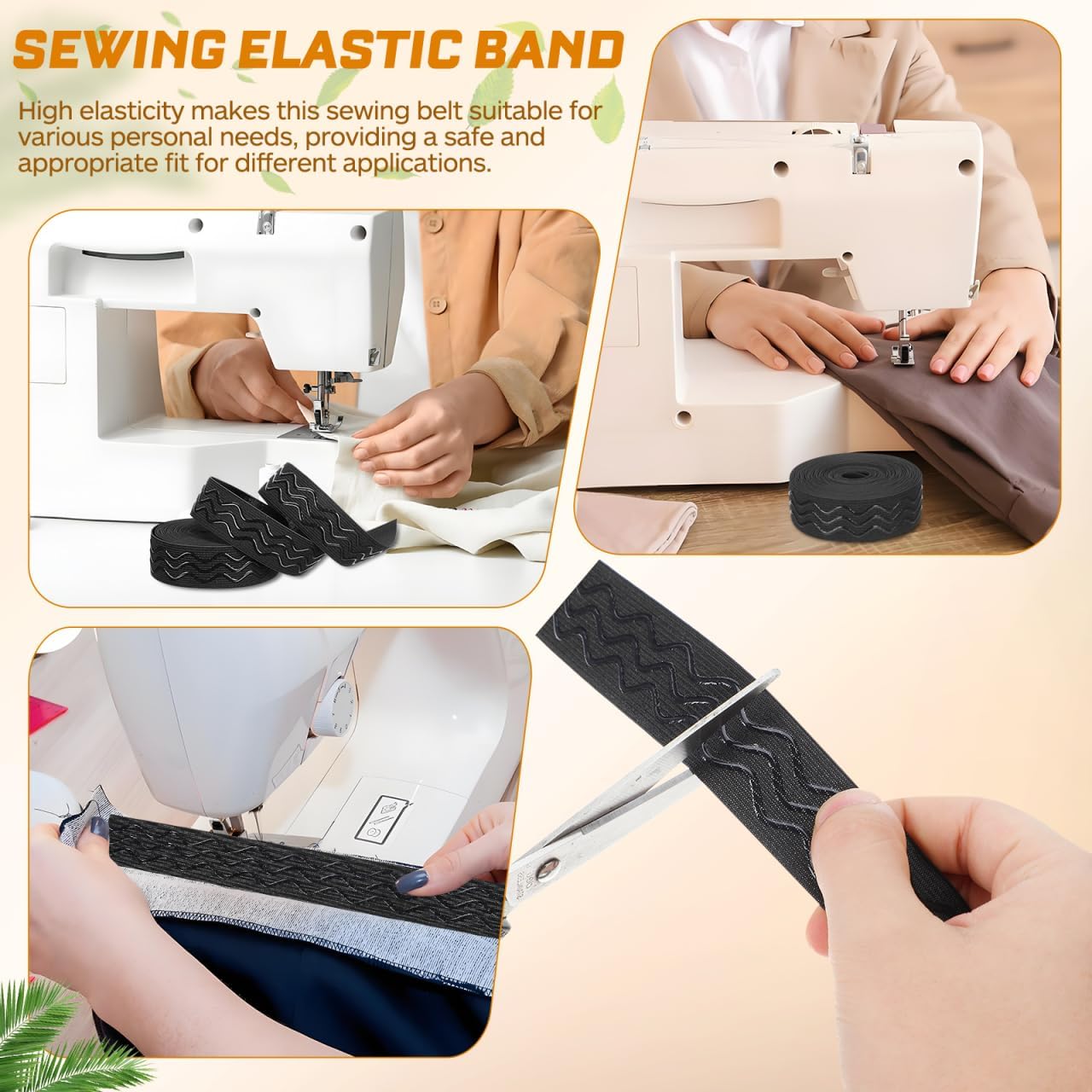 VILLCASE Black Wide Flat Elastic Band 1.18In Non Slip Elastic for Sewing Waistbands Gripper Tape for Sheets Garment Trim Diy Craft Projects 196.85In Roll