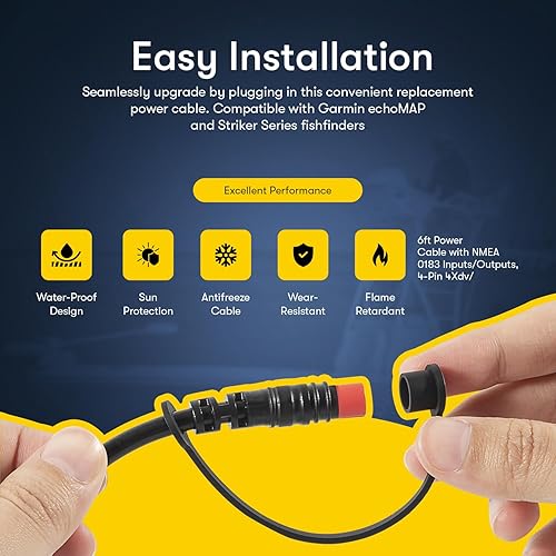 Miniatura 4 de Sunluway 010-12199-04 Cable de alimentacióndatos NMEA 0183 de 4 pines compatible con Garmin Striker 44cv4dvPlusVivid Series y EchoMAP Series Fish