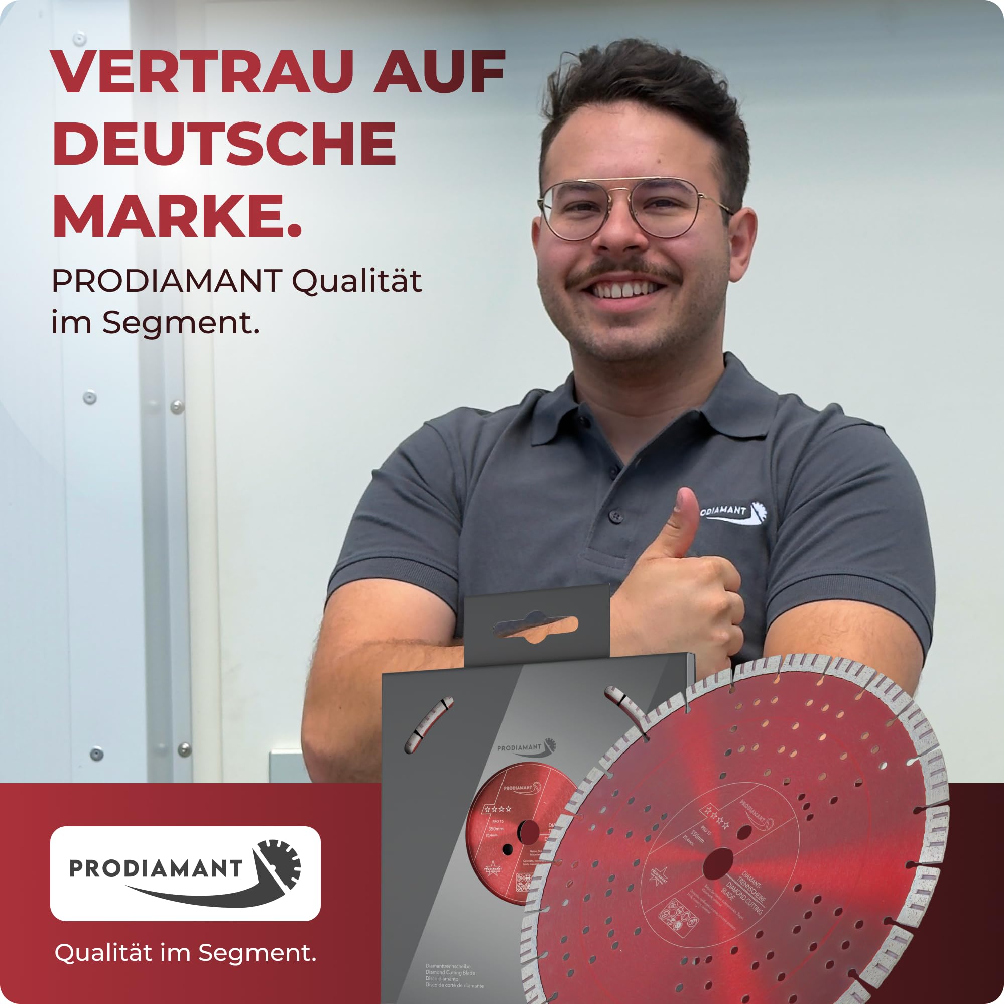 PRODIAMANT Turbo Diamant-Trennscheibe Beton 350mm x 25,4 mm Segmenthöhe 15mm
