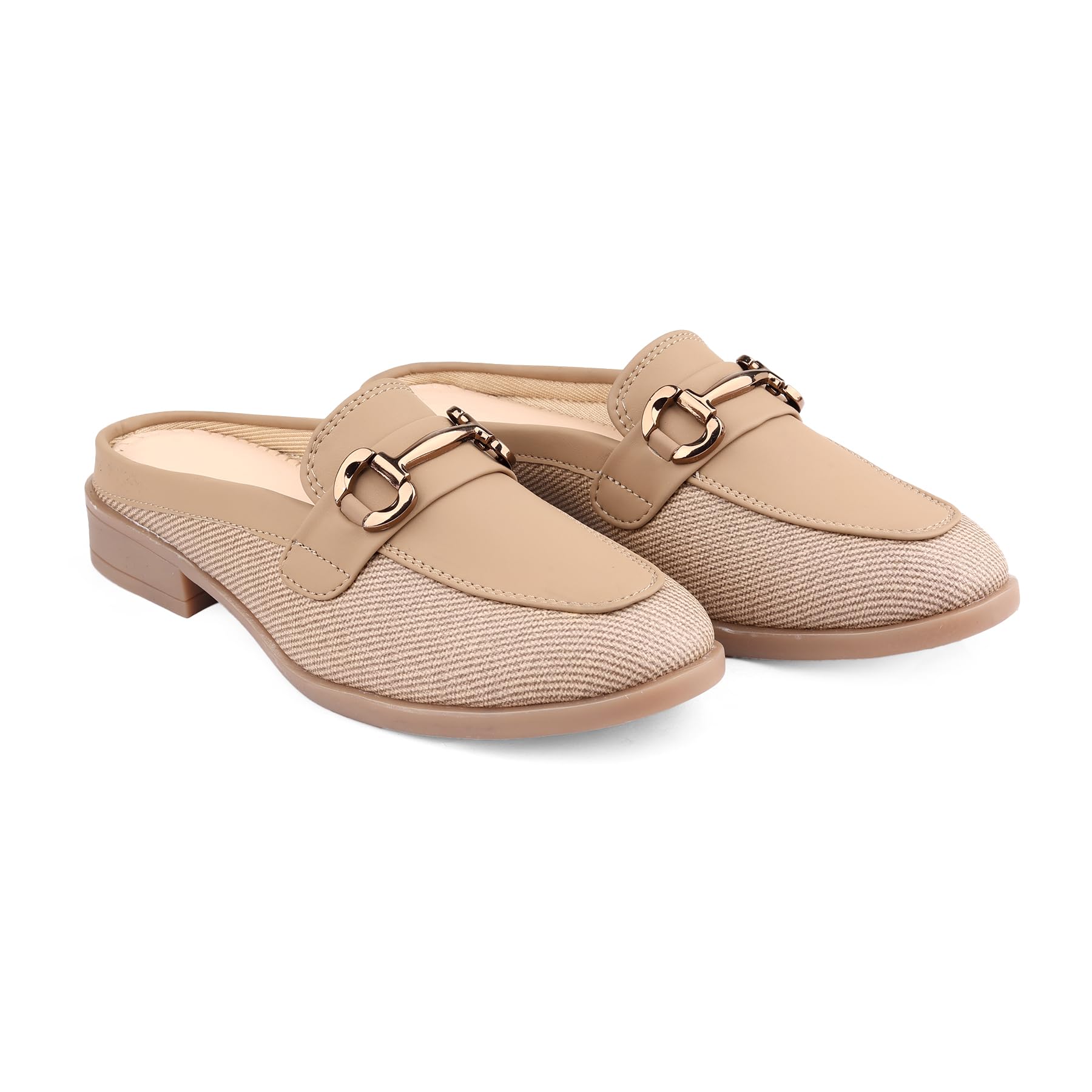 bxxy Women's Semi-Formal Faux Leather Slip-On Flats and Open Back Loafers with Fabric Texture and TPR Sole.-picture-35