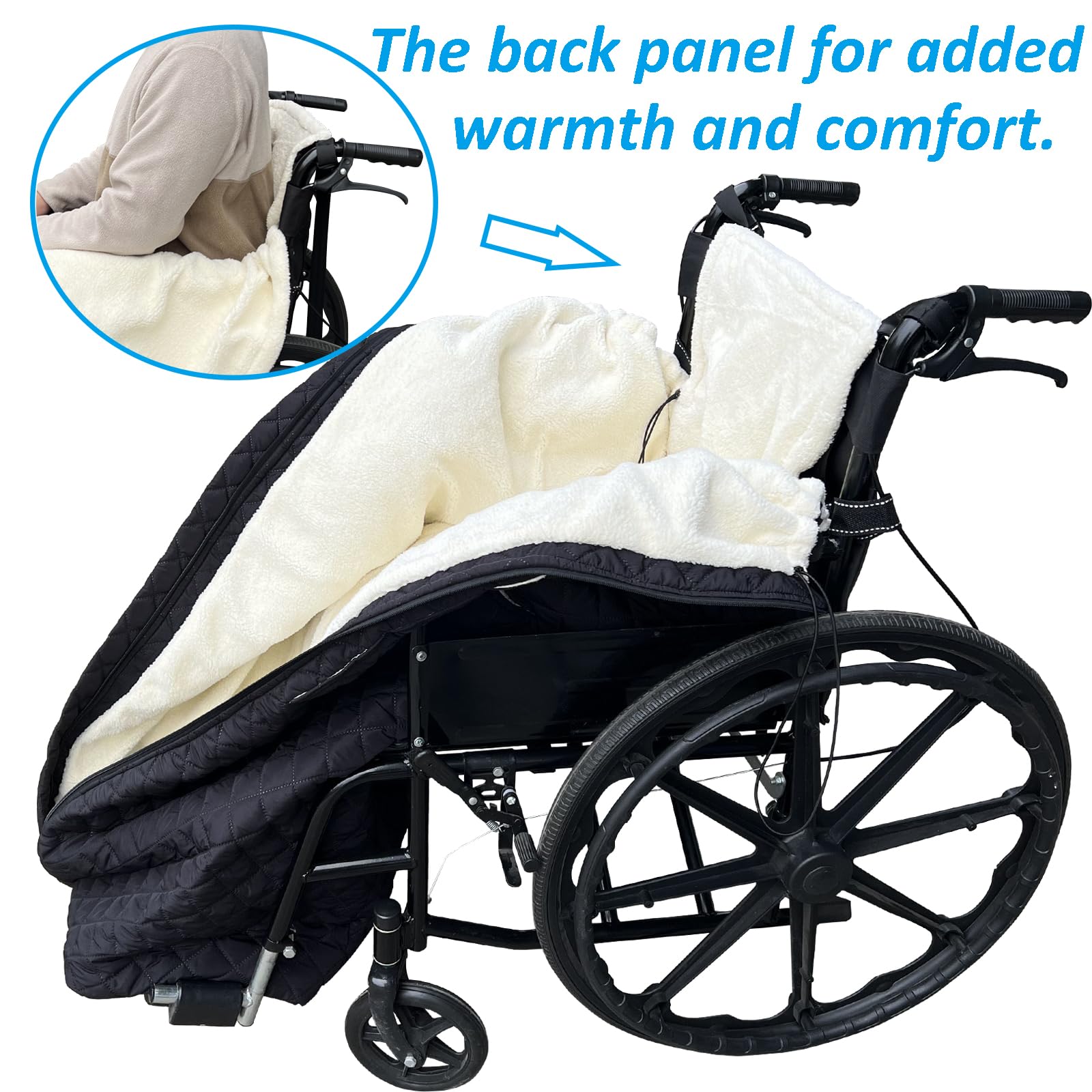Manta para silla de ruedas, manta de regazo para exteriores con 2 bolsillos para manos, impermeable y resistente al viento, para pies y piernas, manta gruesa y cálida con forro polar para silla de