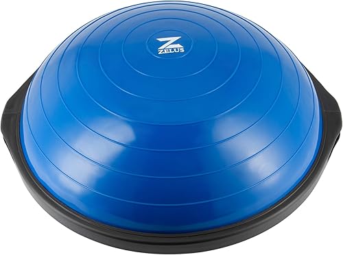 ZELUS 25in. Balance Ball 1500lb Inflatable Half Exercise Ball Wobble Board Balance Trainer w Nonslip Base Half Yoga Ball Strength Training