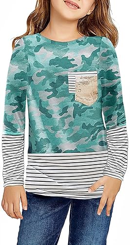 Ecokauer Girls Casual Long Sleeve Shirts Knot Front Tunic Tops