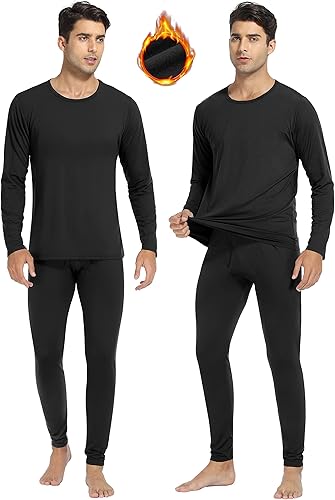 URATOT Conjunto de 2 ropa interior térmica para hombre, con forro polar, ropa interior térmica suave, largo Johns parte superior inferior para
