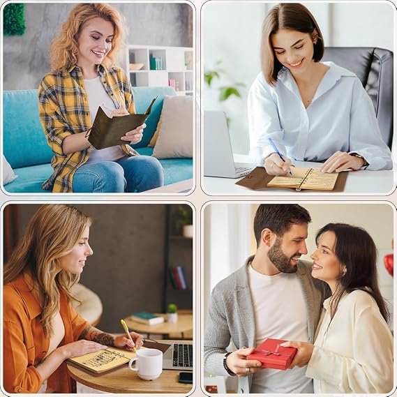 PU Leather Journal Notebook, Refillable Vintage Journal Travel Diary with Kraft Paper, Journaling Notebook, Writing Notebook Gifts for Women Men Teens Travelers, 100GSM 160 Pages Reddish-Brown