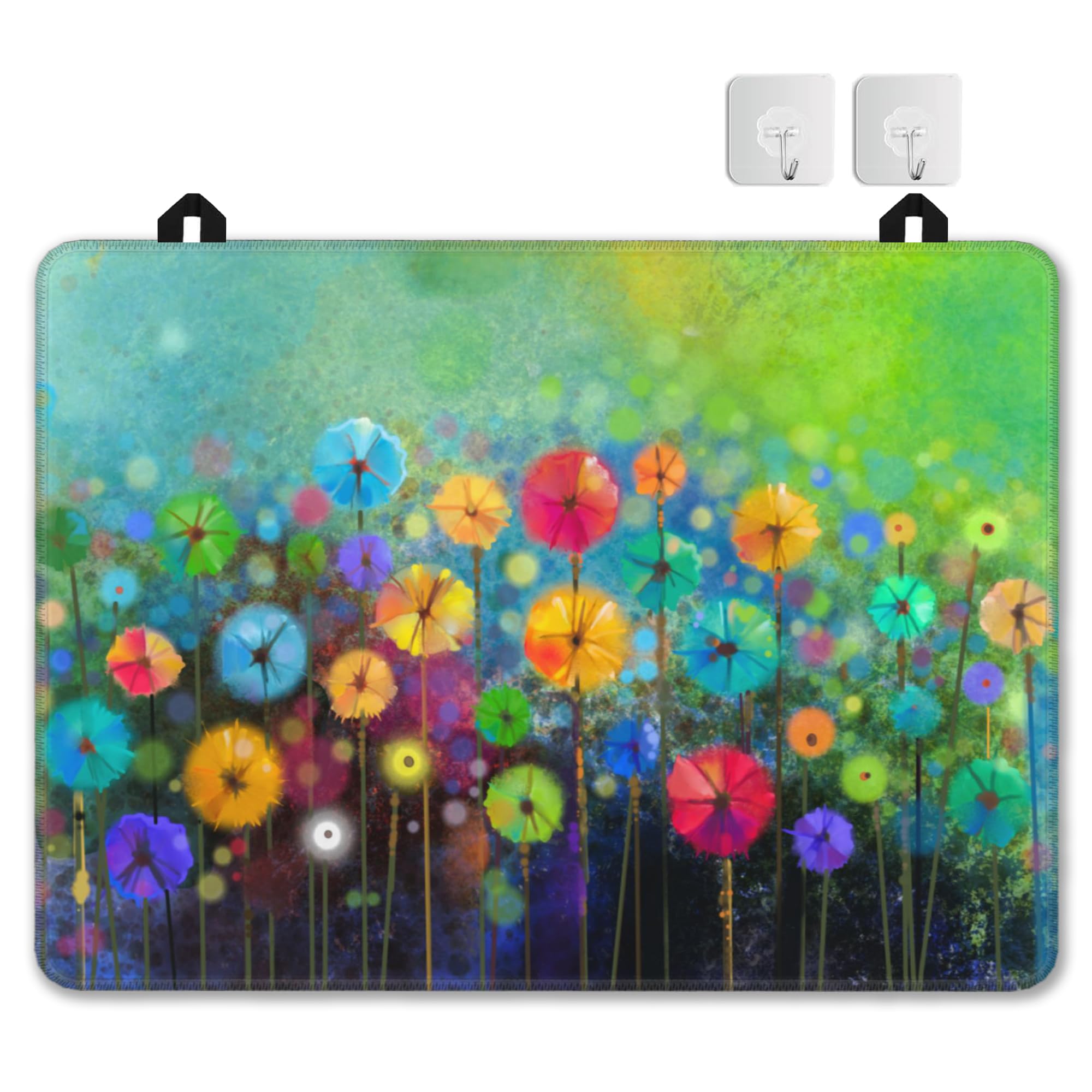 Abstract Floral Watercolor Painting Stove Top Cover for Electric Stove,Thick Natural Rubber Glass Top Protector, Prevents Scratching, Expands Usable Space 28x20