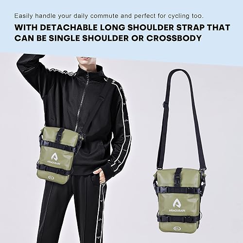 Miniatura 5 de Bolsa impermeable para parachoques de motocicleta de 6 L, bolsa de barra de choque con correa para el hombro, bolsa de marco lateral para