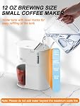 Single Serve Coffee Maker for K-Cup and Ground Coffee, Fast Brew, 6-12 oz Brew Sizes Single Cup Coffee Machine Fits 5.5" Mugs, One-Button Small Coffee Maker with Descaling Reminder, White