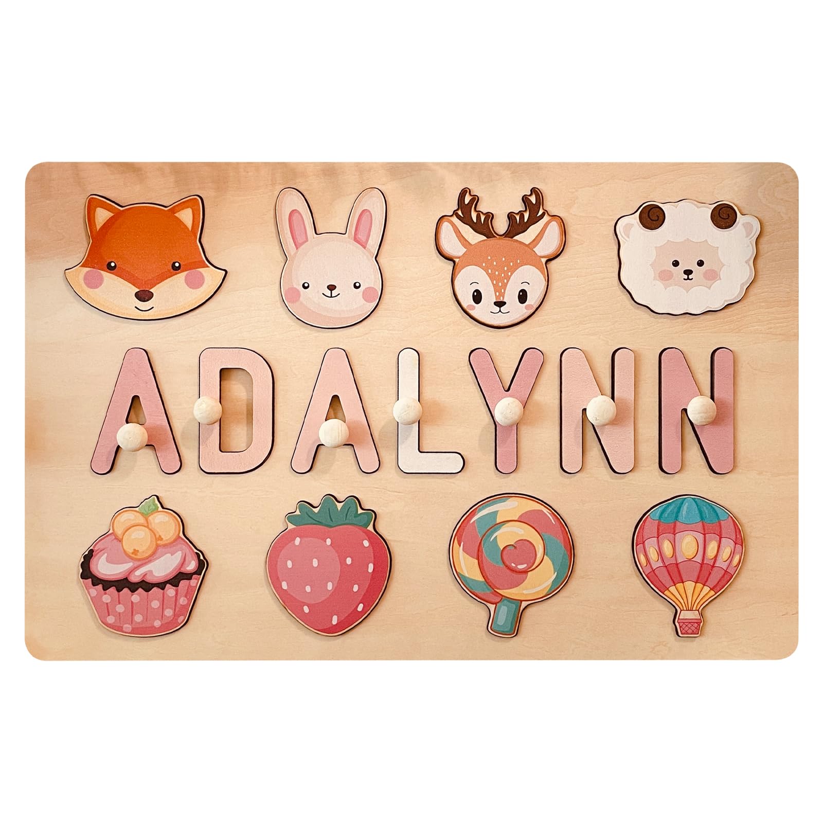 Personalized Wooden Puzzles for Toddlers 1-3, Custom Wooden Name Puzzle for Baby, Customized First Birthday Gifts for Boys & Girls, Early Learning