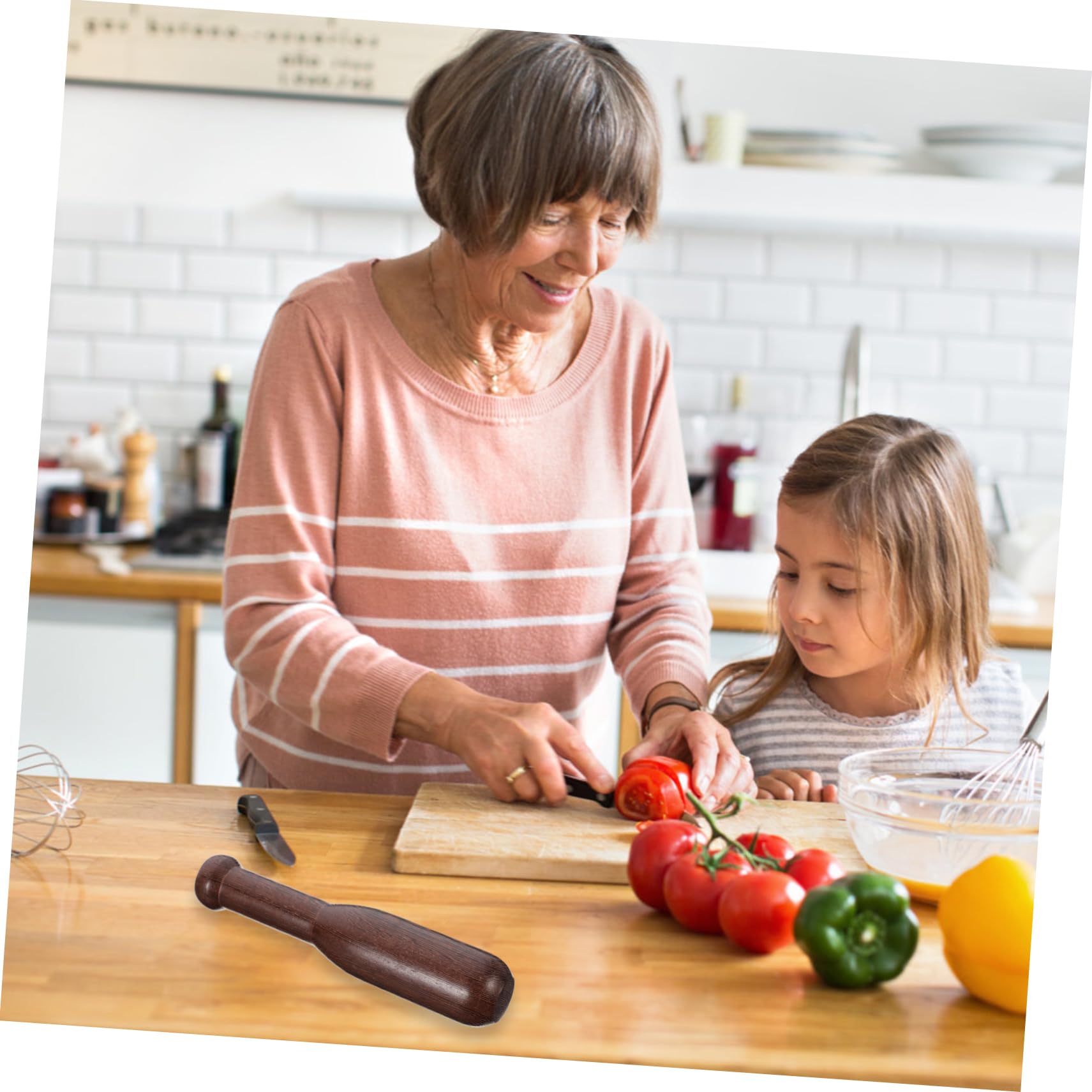 Luxshiny 1pc Ergonomic Wooden Garlic Pestle Grinding Rod for Kitchen Utensils Comfortable Grip for Home Restaurant Use Multipurpose Cooking Tool