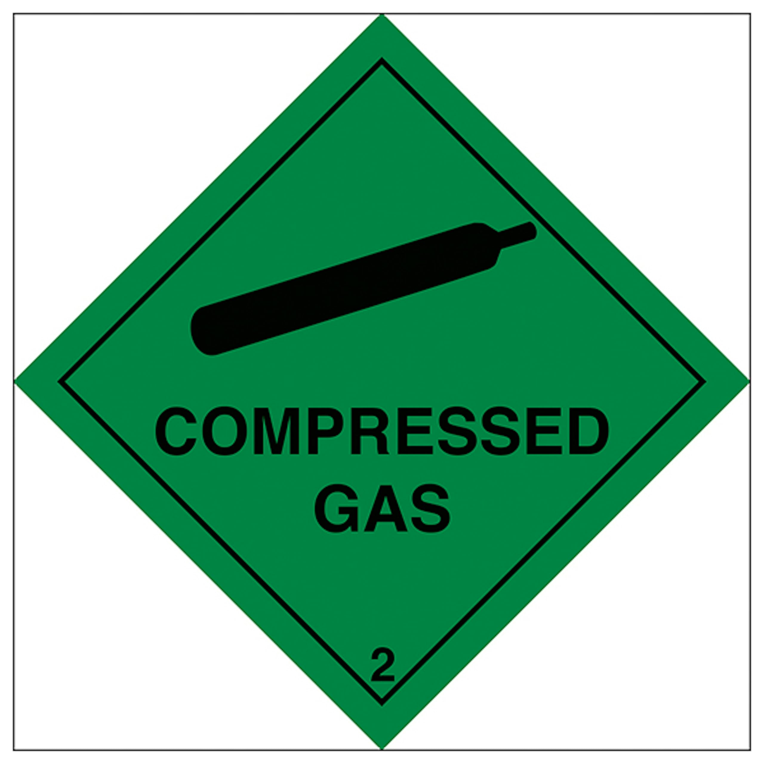 V Safety Compressed Gas 200 x 200 mm - 2mm Rigid Plastic Safety Sign