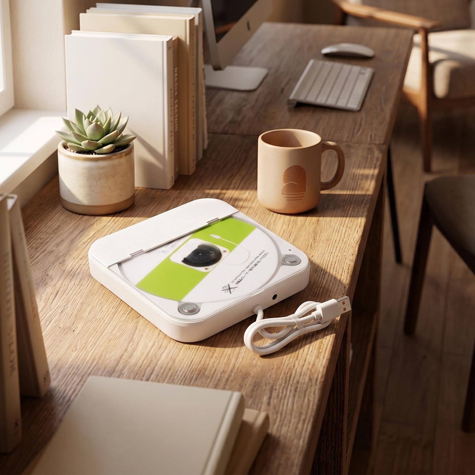 Bewinner Lettore CD Portatile per Auto Alimentato Tramite USB, Lettore Dischi Esterno per Auto con Ingresso AUX, Telecomando, Audio HiFi per Stereo del Veicolo, Laptop e Uso Domestico