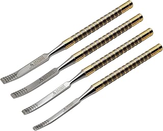 Surgical Bone Chisels Curved Set 4 Sizes of 4mm, 4.5mm, 7mm & 7.5mm Wide 50mm Blade for Bone Ridge Splitting Dental Implant Placement Surgical Orthopedic Procedures