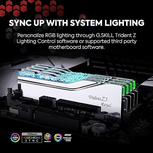 Miniatura 5 de G.SKILL Trident Z5 Royal Series DDR5 RAM (Intel XMP 3.0) 32GB (2x16GB) 6400MT/s CL30-39-39-102 1.40V Memoria de computadora de escritorio U-DIMM