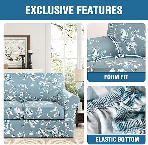 Miniatura 4 de H.VERSAILTEX Fundas de sofá superelásticas de 3 piezas para sofá de 2 cojines, con estilo moderno suave, grueso y flexible, con fundas de cojín