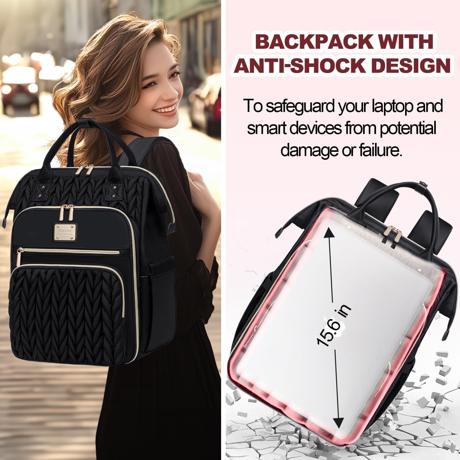 Lunch Backpack for Women, 15.6 inch Laptop Backpacks for Womens, Work Backpacks with Lunchbox,Insulated Back pack Cooler,Teacher Nurse Travel Backpack for Women - Image 8