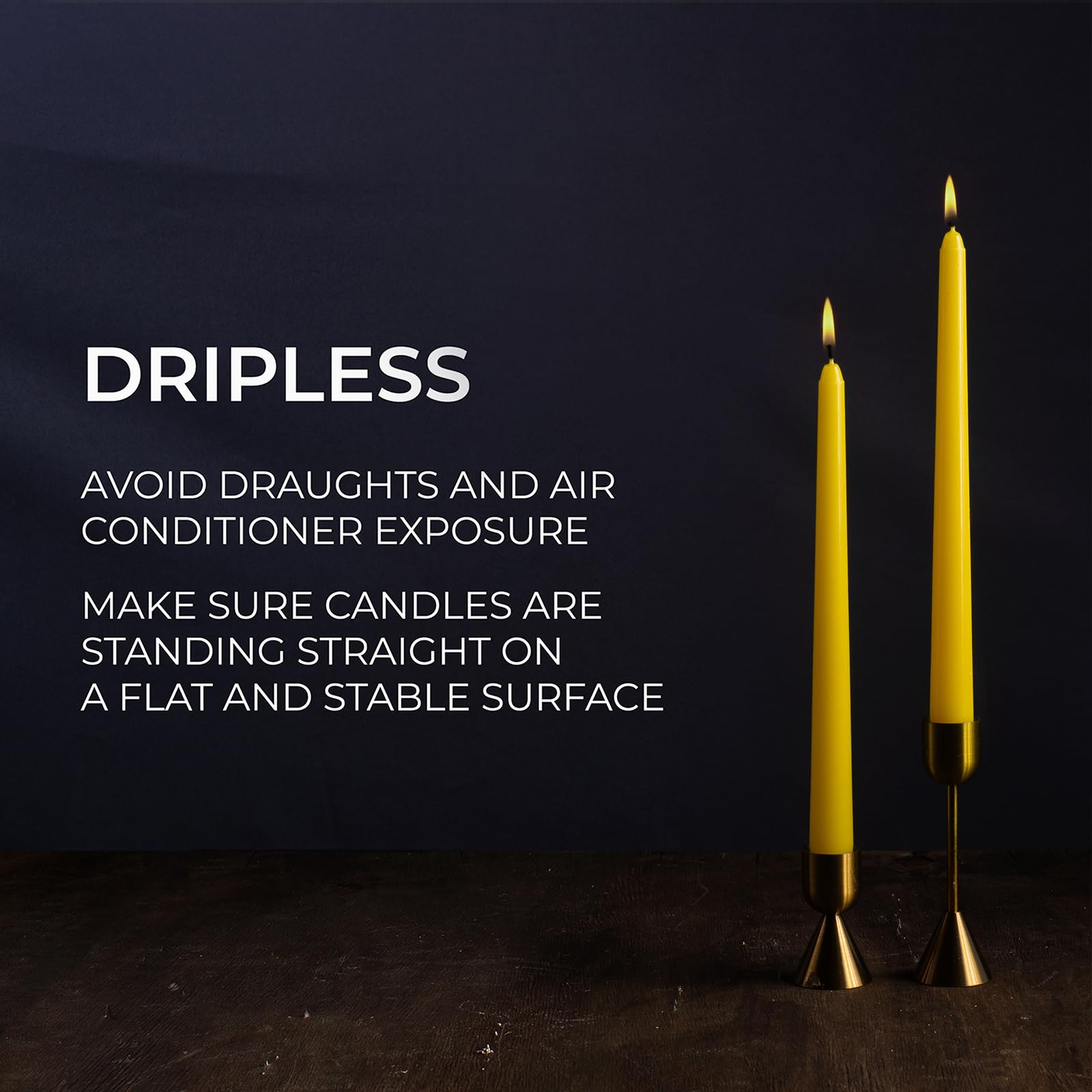 CANDWAX 10 inch Taper Candles - Set of 12 - Dripless Tapered Candlesticks - Perfect for Dinner or Home Décor Yellow Candles - Image 4