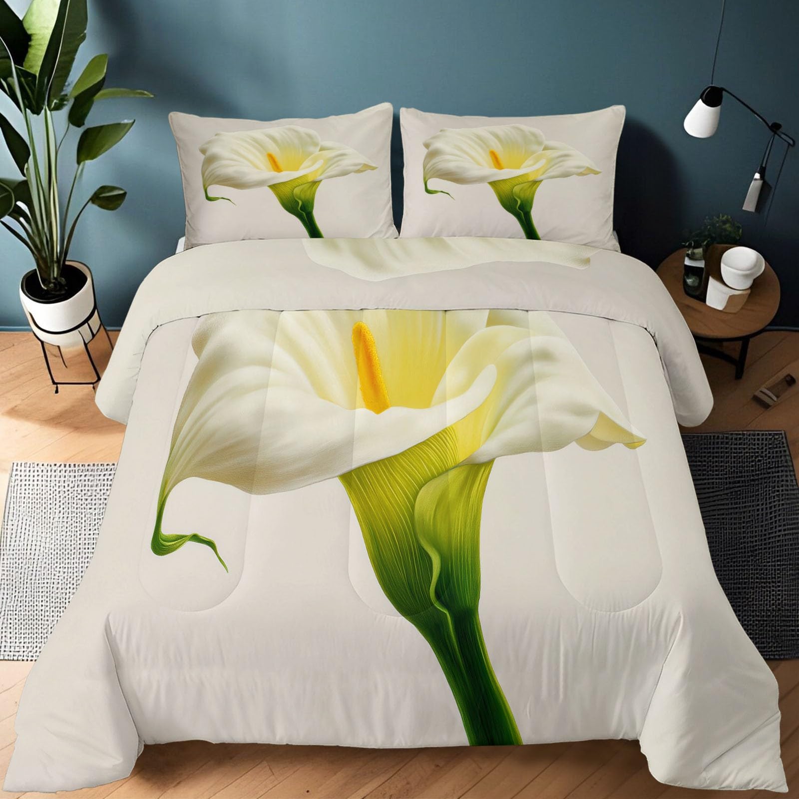 Couette 200x200 chaude imprimée calla pour ne plus avoir froid à deux dans le lit