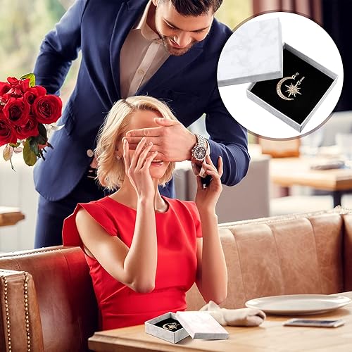 Miniatura 6 de 12 cajas de regalo de joyería de mármol para pulsera, caja de cartón para pulsera, caja de pulsera de 3.54 x 3.54 x 1.18 pulgadas, caja de regalo