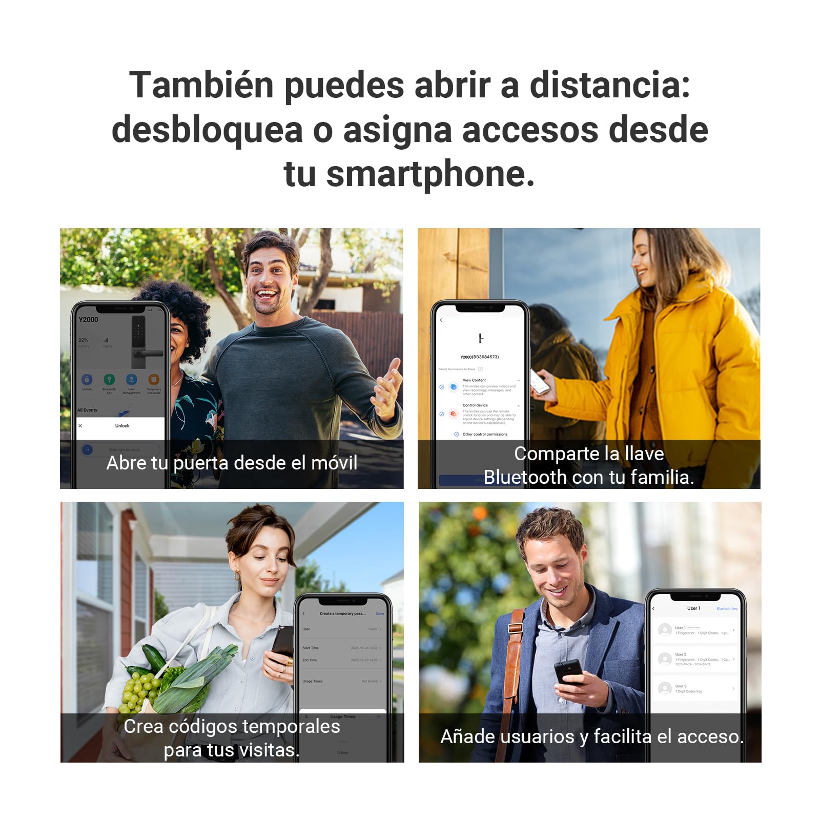 EZVIZ Cerradura Inteligente Y2000, Cerradura de Entrada Sin Llave 7 en 1, Acceso por Huella con Wifi, Impermeable, Cerradura de Seguridad Infantil para Hogar, Apartamento, Villa, Oficina, Hotel (5085)