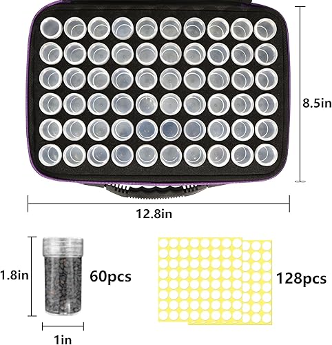 Miniatura 5 de Estuche organizador de almacenamiento de semillas de 60 ranuras, caja de almacenamiento portátil de semillas con bolsa con cremallera, contenedor de