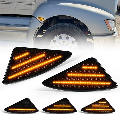 Luces LED de posición laterales compatibles con Kenworth T660 T170 T270 T370 semirremolques 2008-2021 Luces direccionales dinámicas de guardabarros